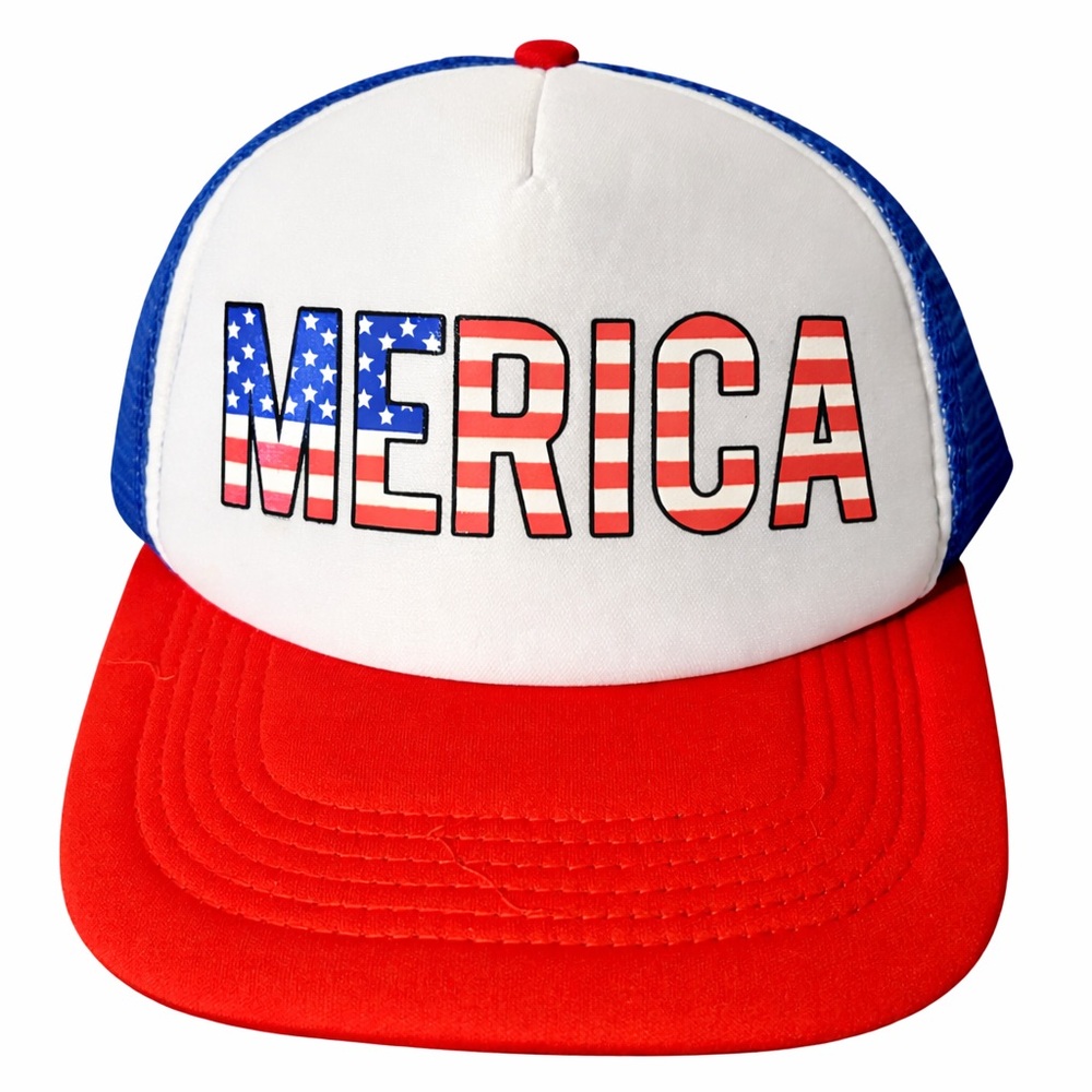 NEW Merica America Flag Red,White & Blue hat Trucker Mesh Hat Caps Snapback